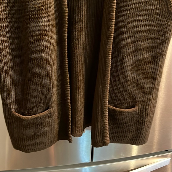 BROWN sweater vest grunge open front long knit front pockets grandpa grunge 90s - Picture 9 of 11